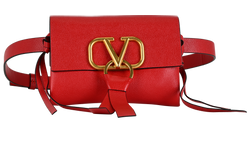 V Ring Belt Bag, Leather, Red, MII, DB, 2*